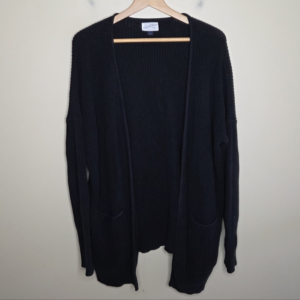 Universal Thread | Black Chunky Knit Open Front L… - image 1